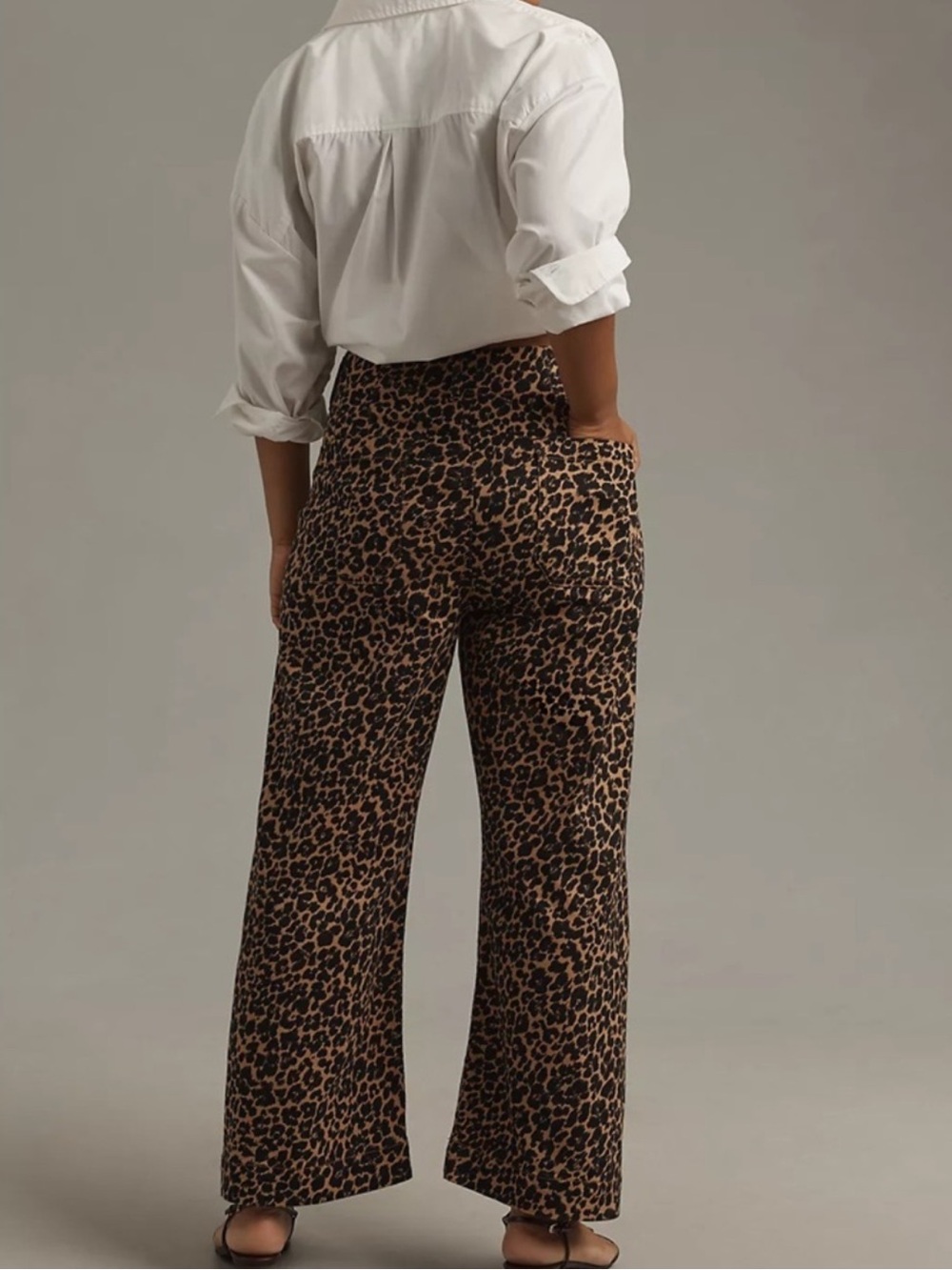 Anthropologie MAEVE The Colette Full-Length Wide-Leg Jeans Leopard Print Sz 28P - Picture 6 of 16